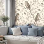 Moonlit Owl & Moths Peel and Stick Wallpaper – Whimsical Nursery & Nature Decor