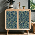 Navy Monstera Botanical Peel and Stick Wallpaper – 17.7"x118"