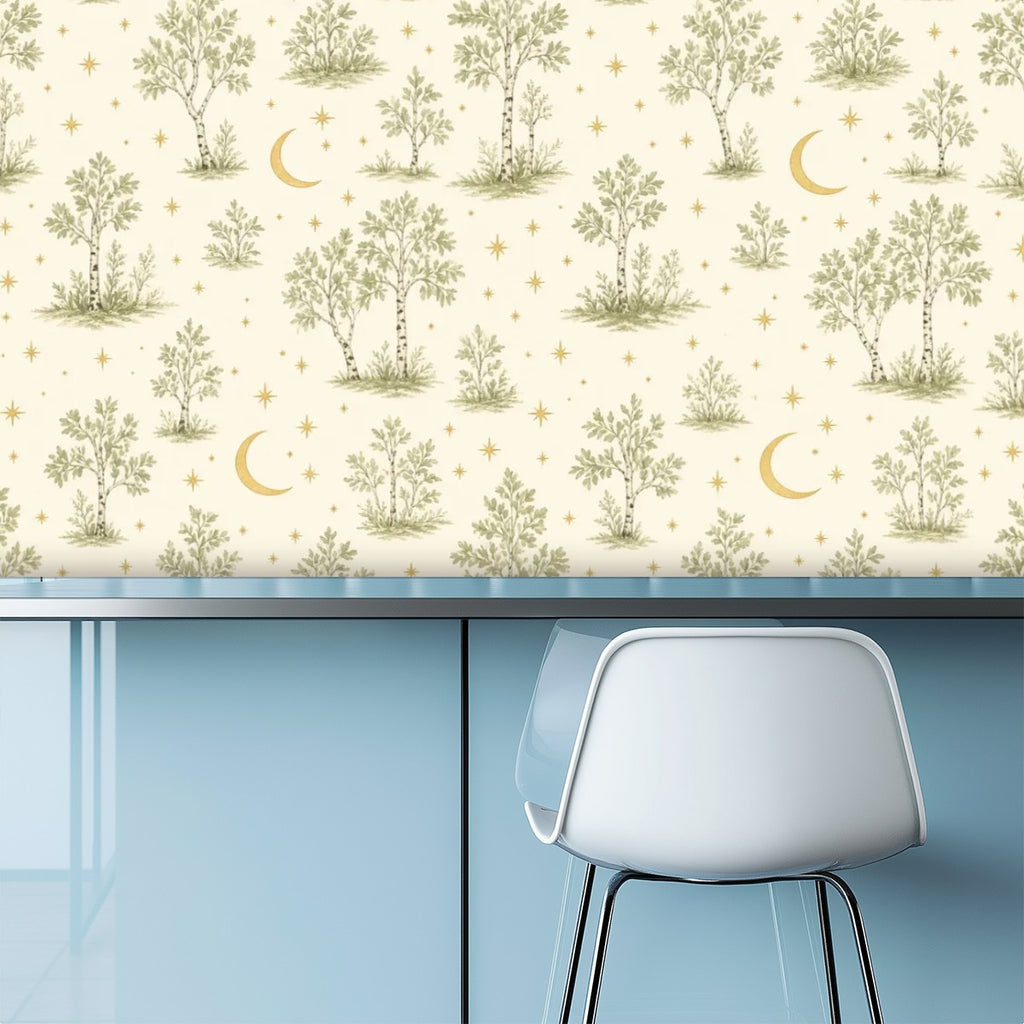 Celestial Desert Peel and Stick Wallpaper – Whimsical Nursery & Boho Kids Room