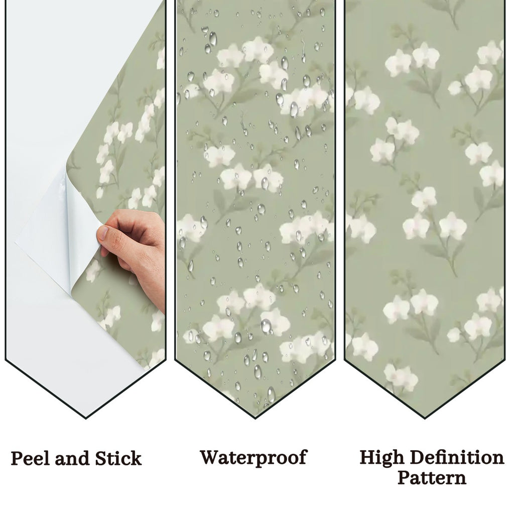 Sage Green Floral Peel and Stick Wallpaper