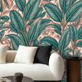 Pink Banana Leaf Peel and Stick Wallpaper
