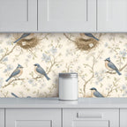 Nesting Birds Peel and Stick Wallpaper – Nature Nursery & Botanical Kids Room