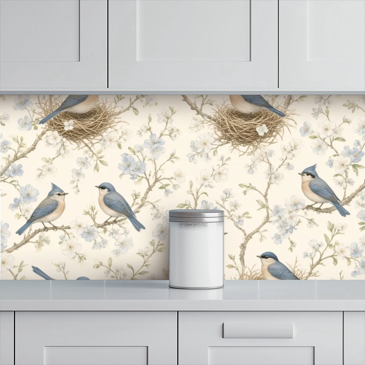 Nesting Birds Peel and Stick Wallpaper – Nature Nursery & Botanical Kids Room