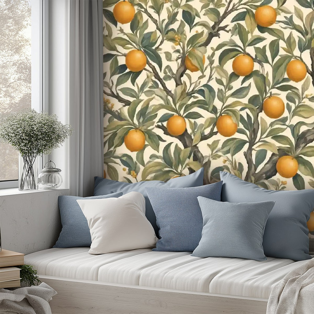 Vintage Orange Tree Botanical Peel and Stick Wallpaper – 60"x50"