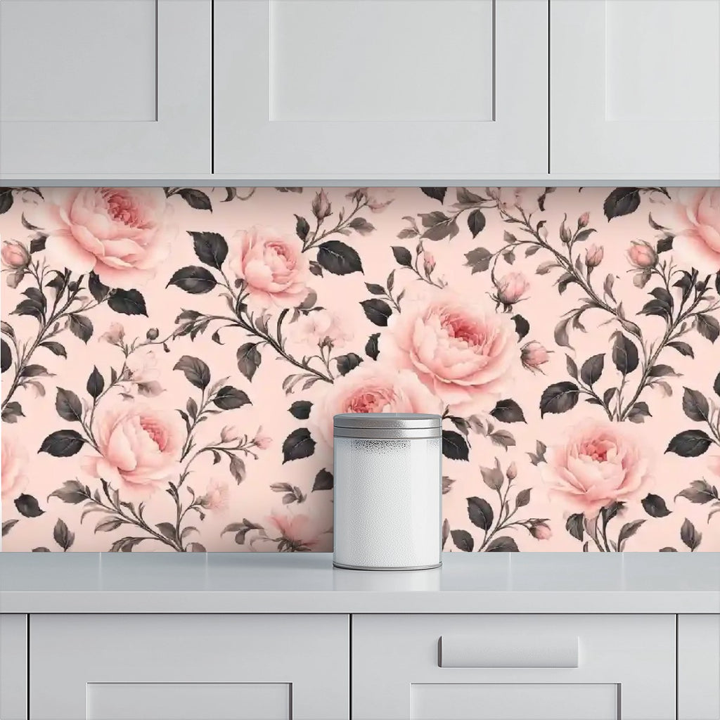 Blush Pink English Rose Peel and Stick Wallpaper
