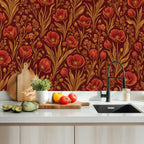 Terracotta Morris Floral Peel and Stick Wallpaper