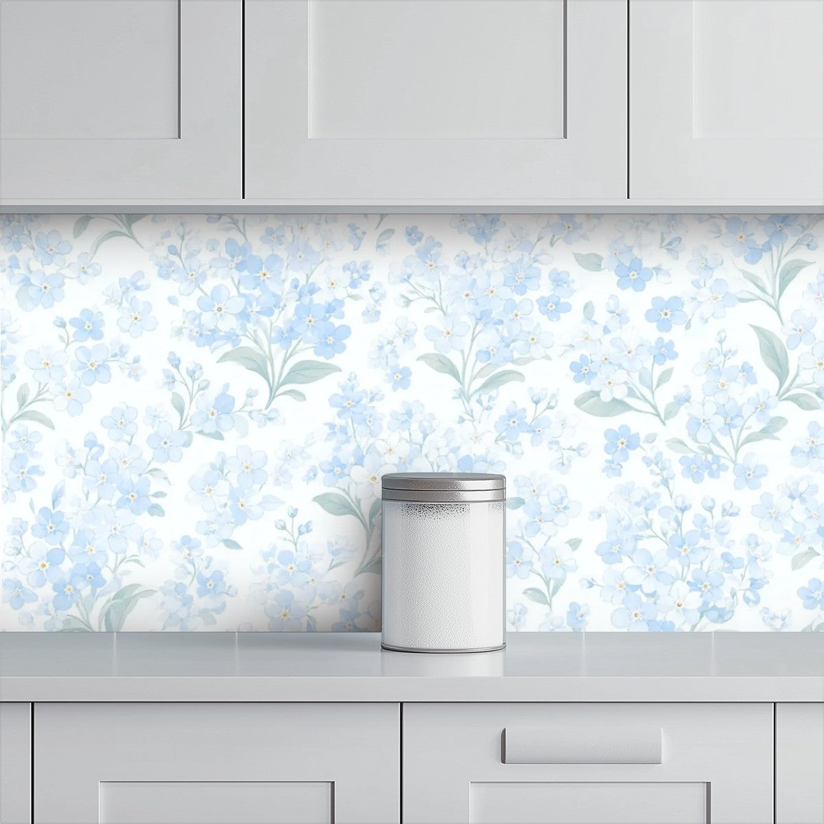 Ice Blue Magnolia Peel and Stick Wallpaper