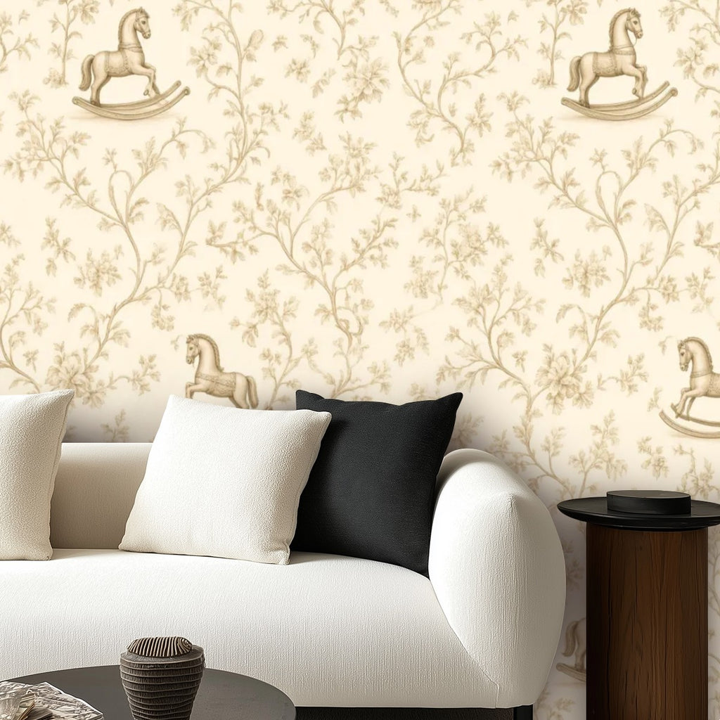 Rocking Horse Nursery Peel and Stick Wallpaper – Vintage Baby & Kids Room