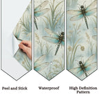 Dragonfly Celadon Peel and Stick Wallpaper – Zen Botanical & Nature-Inspired Decor