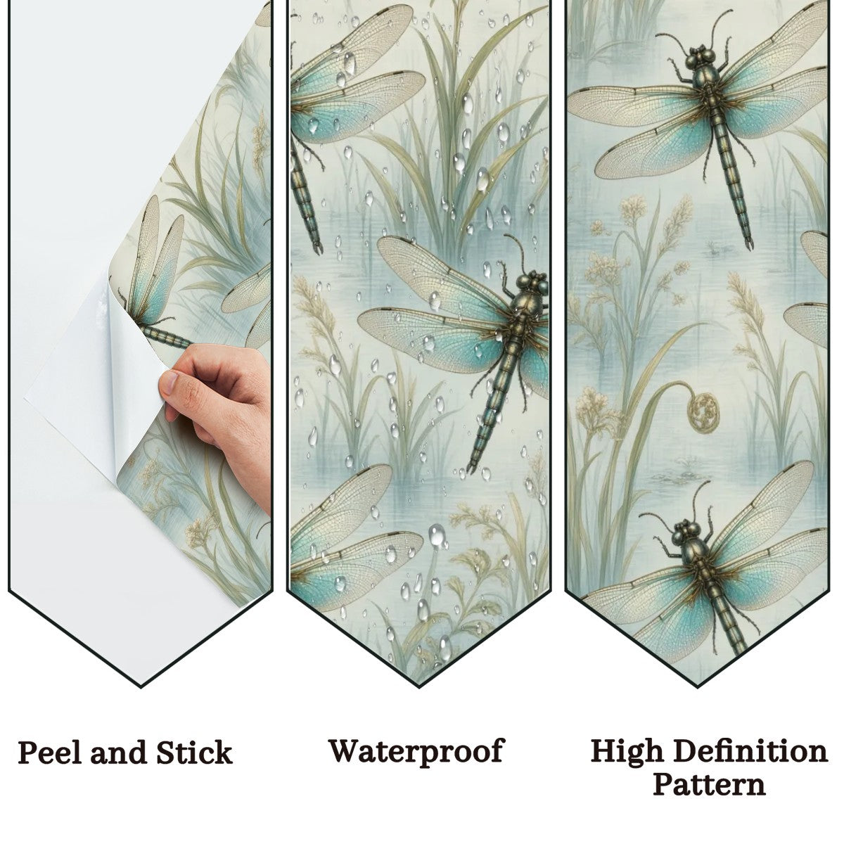 Dragonfly Celadon Peel and Stick Wallpaper – Zen Botanical & Nature-Inspired Decor