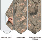 Stag & Blossom Peel and Stick Wallpaper – Moody Floral & Grand Heritage Nature Decor