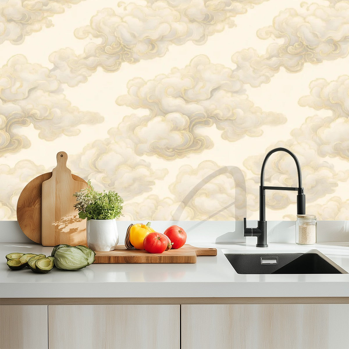 Cloud Plaster Texture Peel and Stick Wallpaper – Neutral Nursery & Minimalist Decor