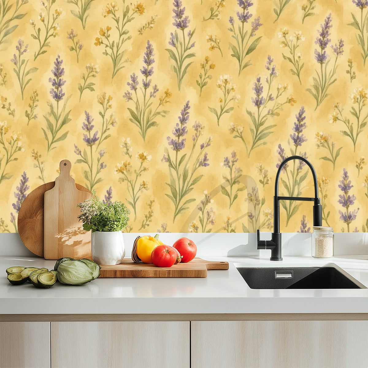 Lavender Botanical Peel and Stick Wallpaper