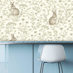 Meadow Rabbit Peel and Stick Wallpaper – Whimsical Nursery & Cottagecore Kids Room