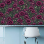Dark Burgundy Peony Peel and Stick Wallpaper