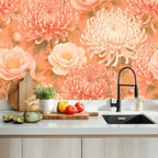 Terracotta Chrysanthemum Floral Peel and Stick Wallpaper