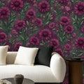 Dark Burgundy Peony Peel and Stick Wallpaper