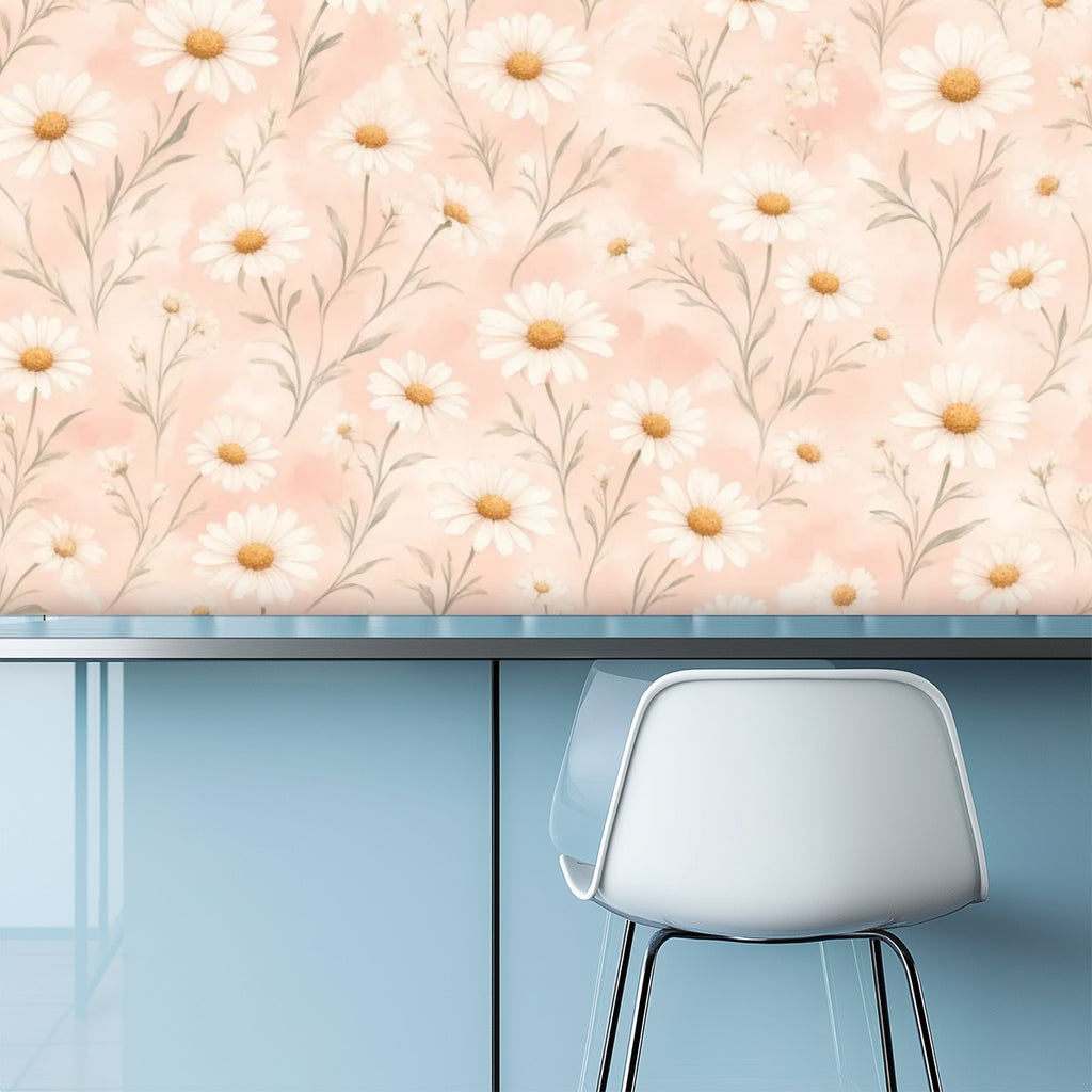 Blush Daisy Scatter Peel and Stick Wallpaper