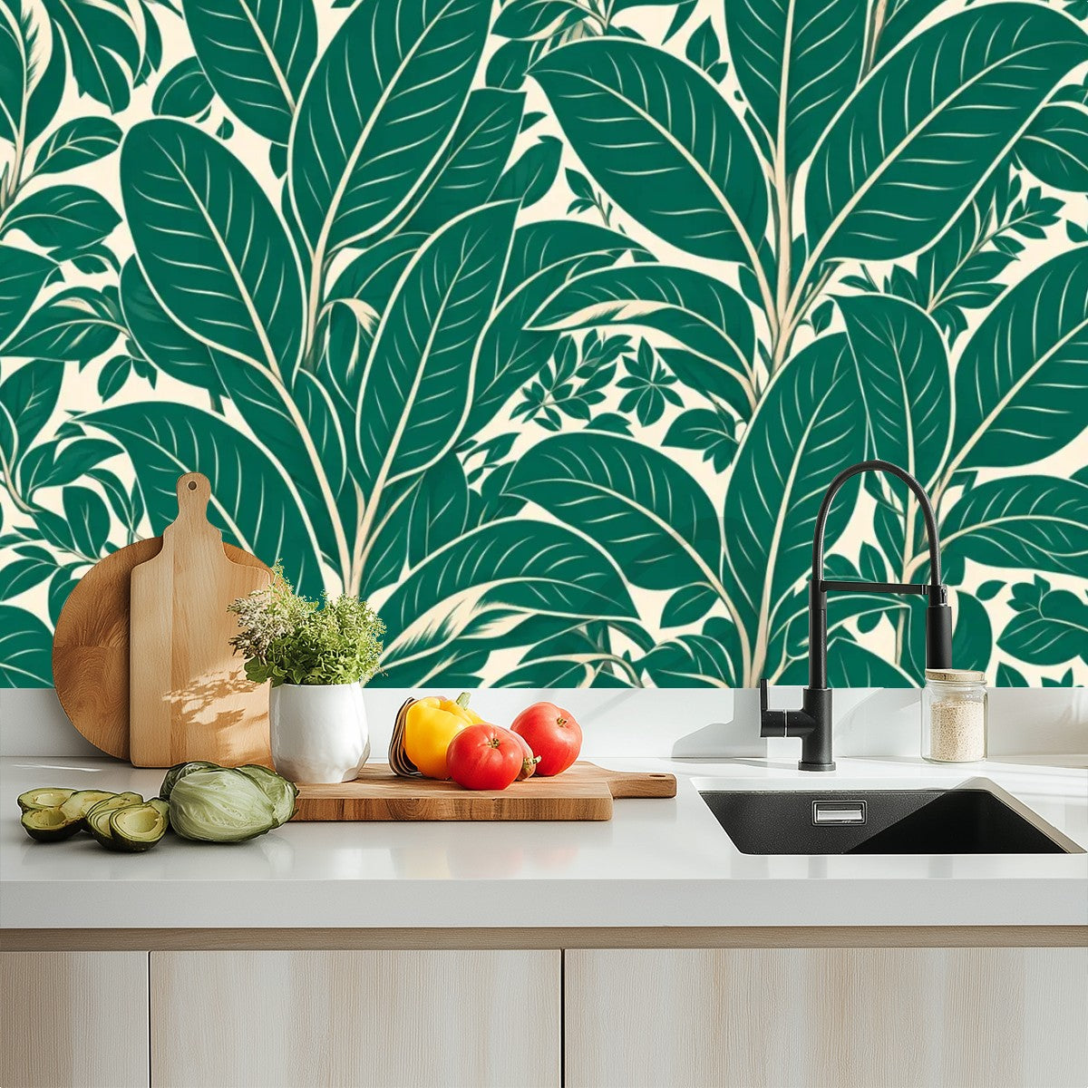 Emerald Leaf Peel and Stick Wallpaper