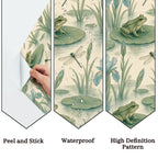 Lily Pad Frogs Peel and Stick Wallpaper – Whimsical Nature Nursery & Botanical Decor