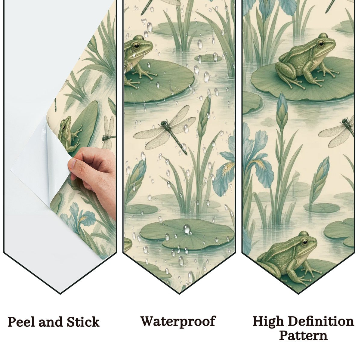 Lily Pad Frogs Peel and Stick Wallpaper – Whimsical Nature Nursery & Botanical Decor
