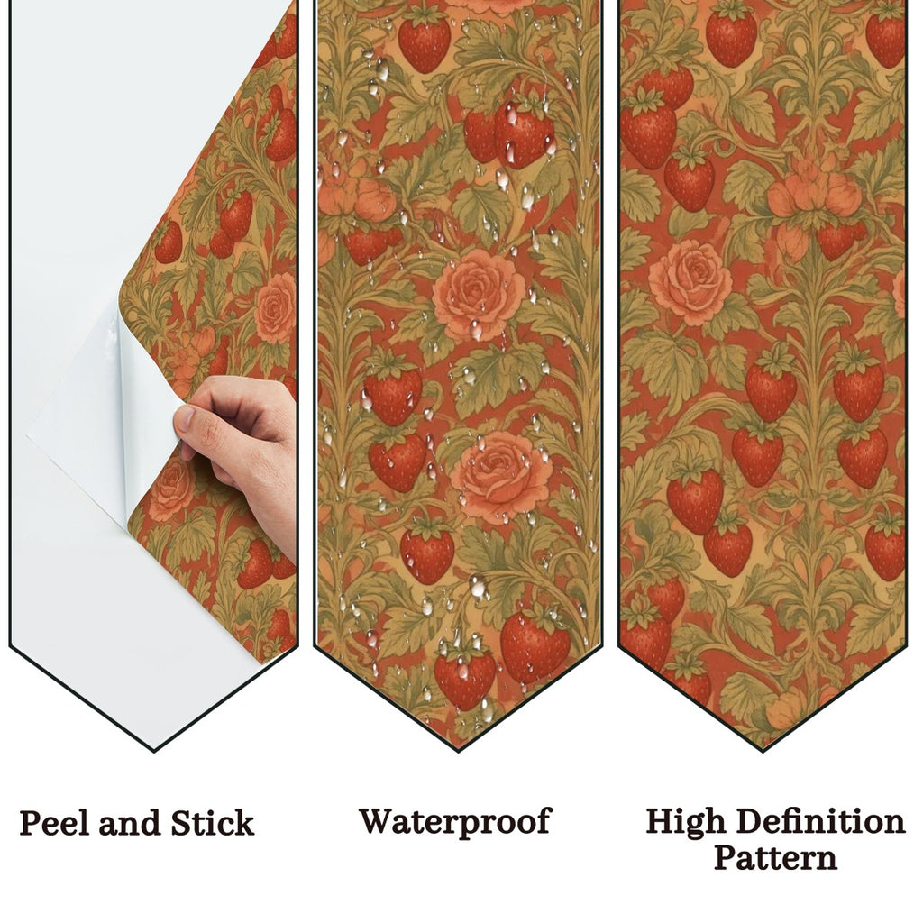 Golden Rose Garden Peel and Stick Wallpaper – Terracotta Floral & Maximalist Decor