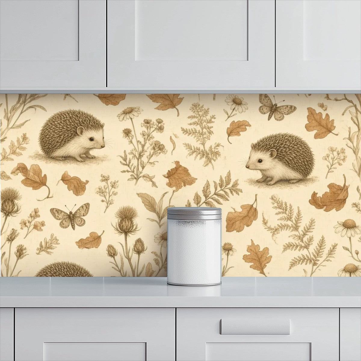 Hedgehog Woodland Peel and Stick Wallpaper – Sweet Autumn Nature & Charming Nursery Decor