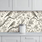 Bird Toile Peel and Stick Wallpaper – Classic Nursery & Nature-Inspired Decor