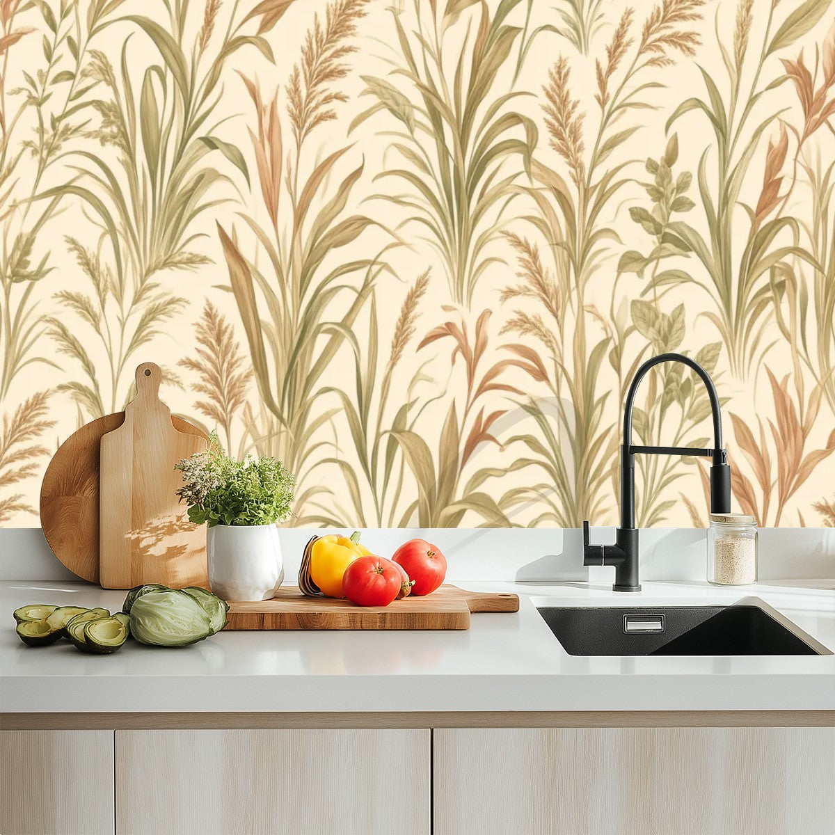 Pampas Grass Botanical Peel and Stick Wallpaper – 60"x50"