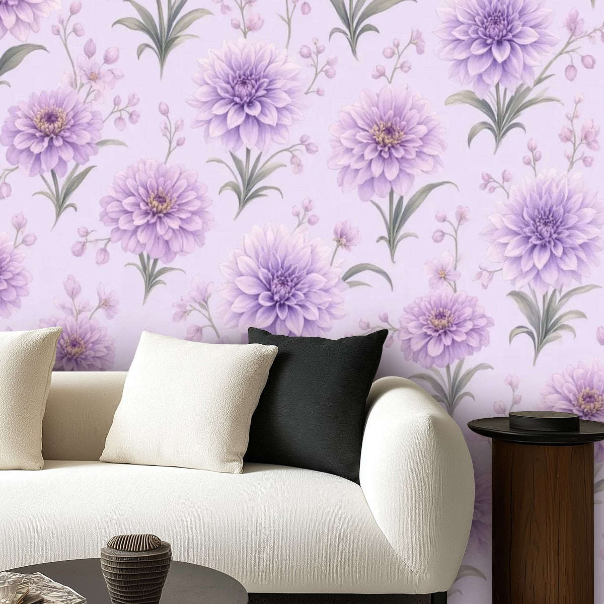 Lavender Chrysanthemum Peel and Stick Wallpaper