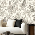 Woodland Toile Peel and Stick Wallpaper – Neutral Nursery & Nature Kids Room