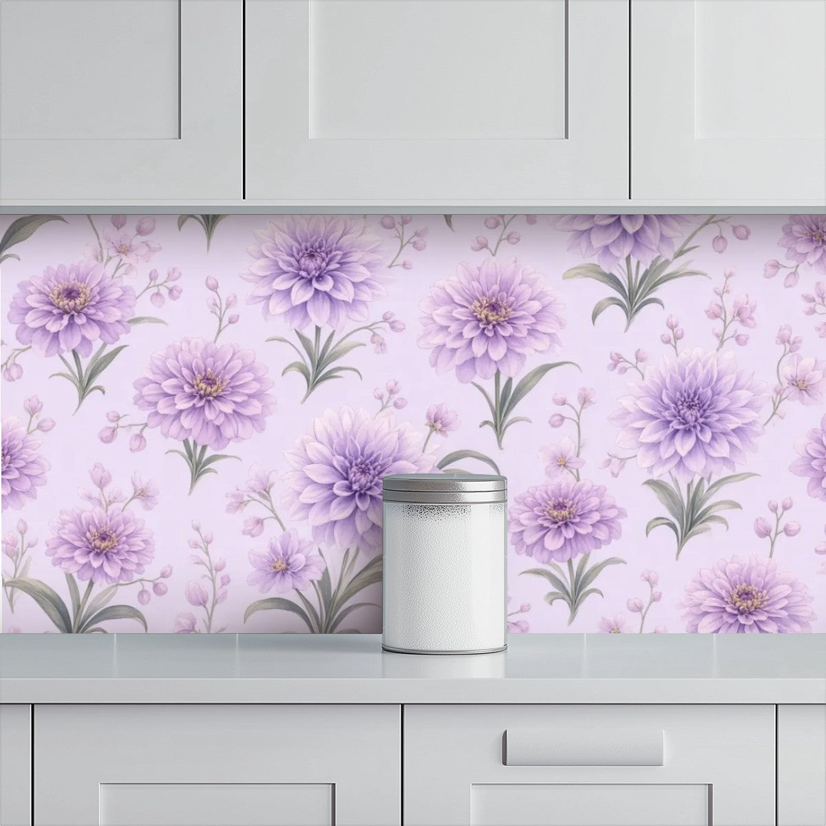 Lavender Chrysanthemum Peel and Stick Wallpaper