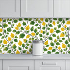 Yellow Green Botanical Peel and Stick Wallpaper