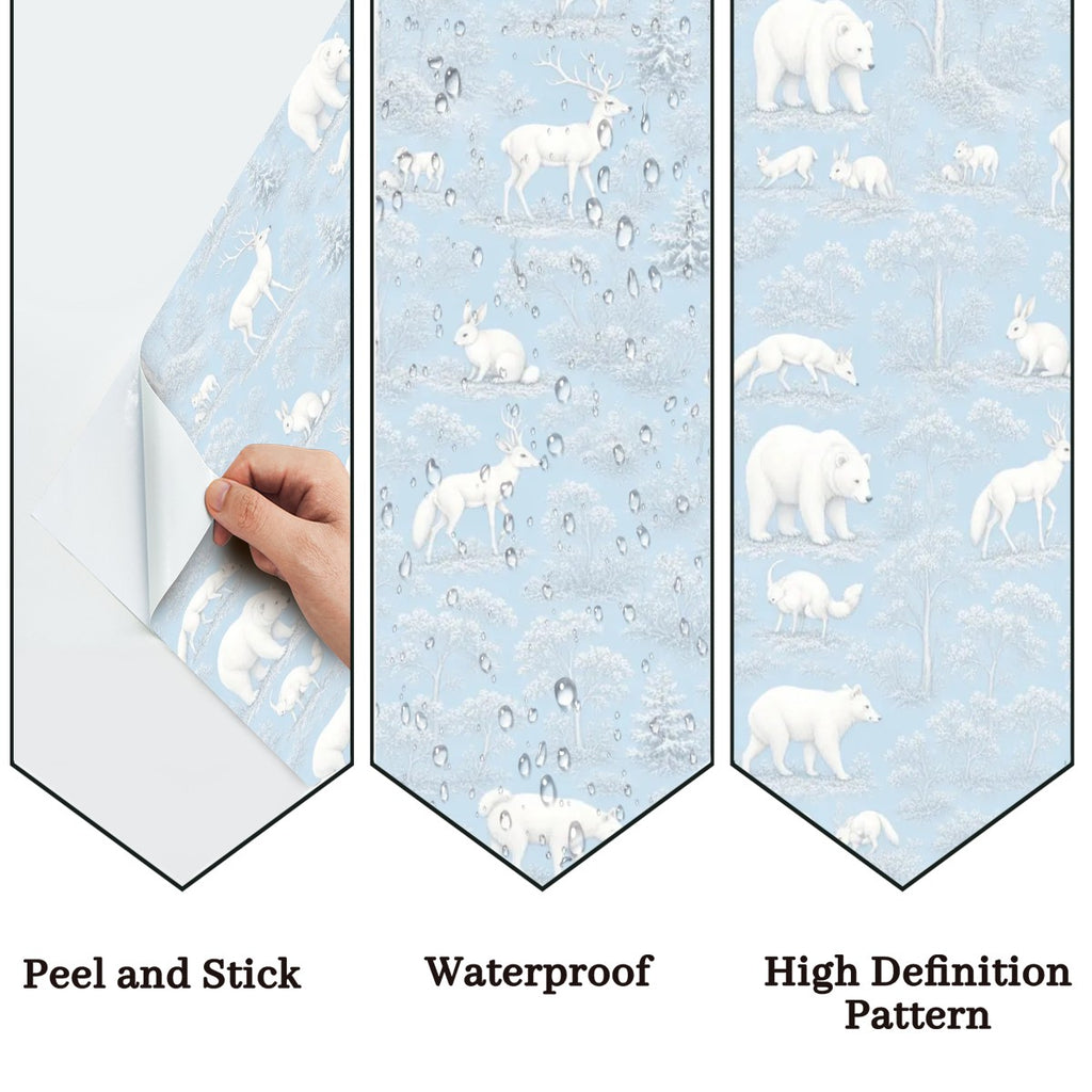 Arctic Polar Bear Peel and Stick Wallpaper – Blue Nursery & Winter Kids Room