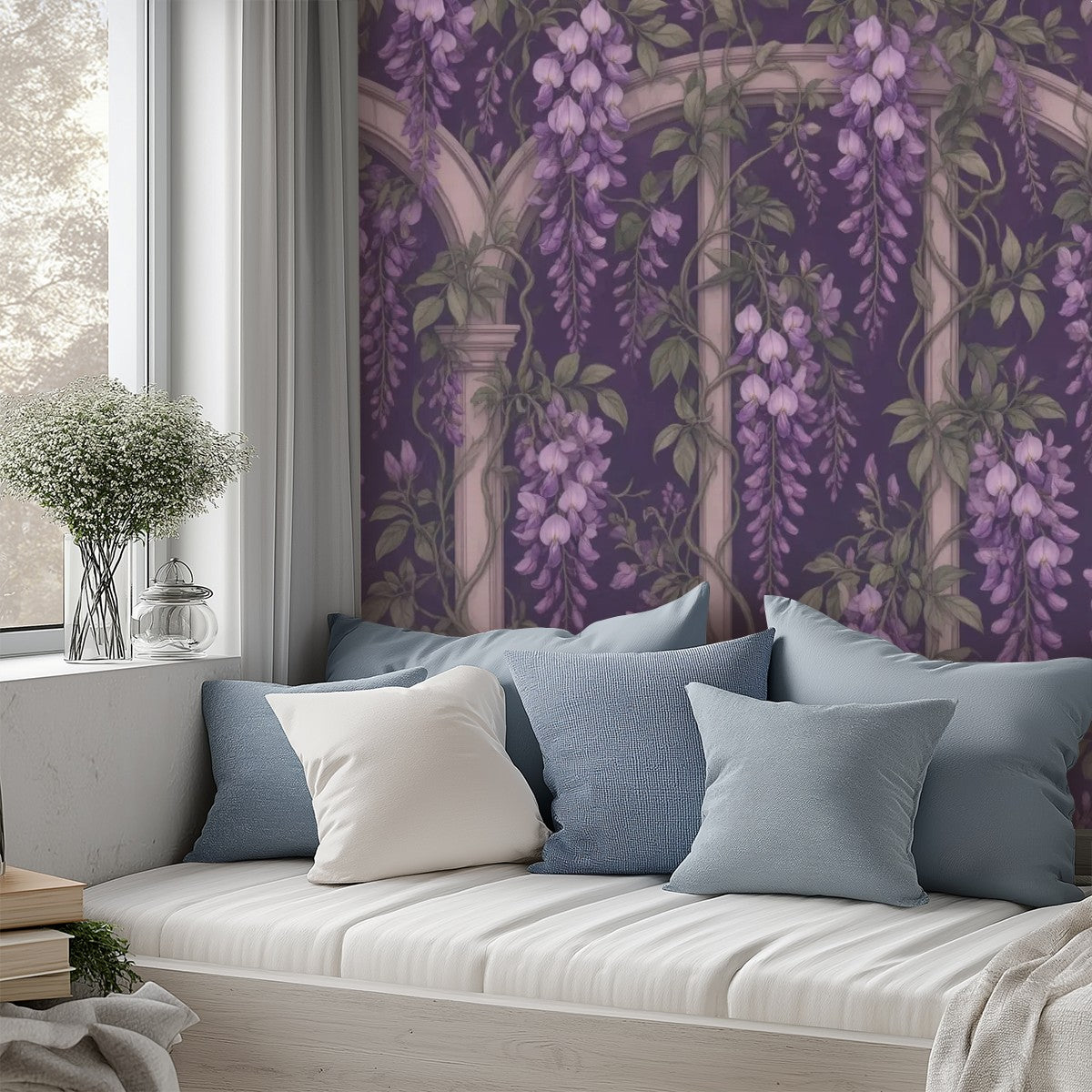 Dark Wisteria Archway Peel and Stick Wallpaper