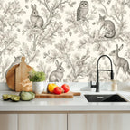 Woodland Toile Peel and Stick Wallpaper – Neutral Nursery & Nature Kids Room