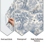 Blue & White Toile de Jouy Peel and Stick Wallpaper – Classic Countryside & Grand Heritage Decor