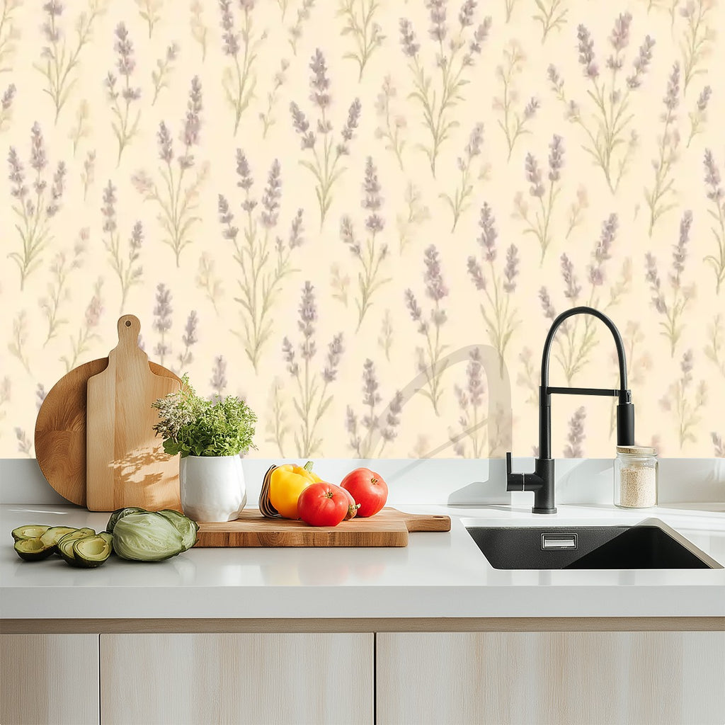 Lavender Floral Peel and Stick Wallpaper
