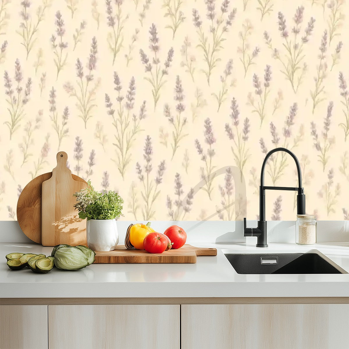 Lavender Floral Peel and Stick Wallpaper
