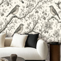 Bird Toile Peel and Stick Wallpaper – Classic Nursery & Nature-Inspired Decor