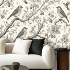 Bird Toile Peel and Stick Wallpaper – Classic Nursery & Nature-Inspired Decor