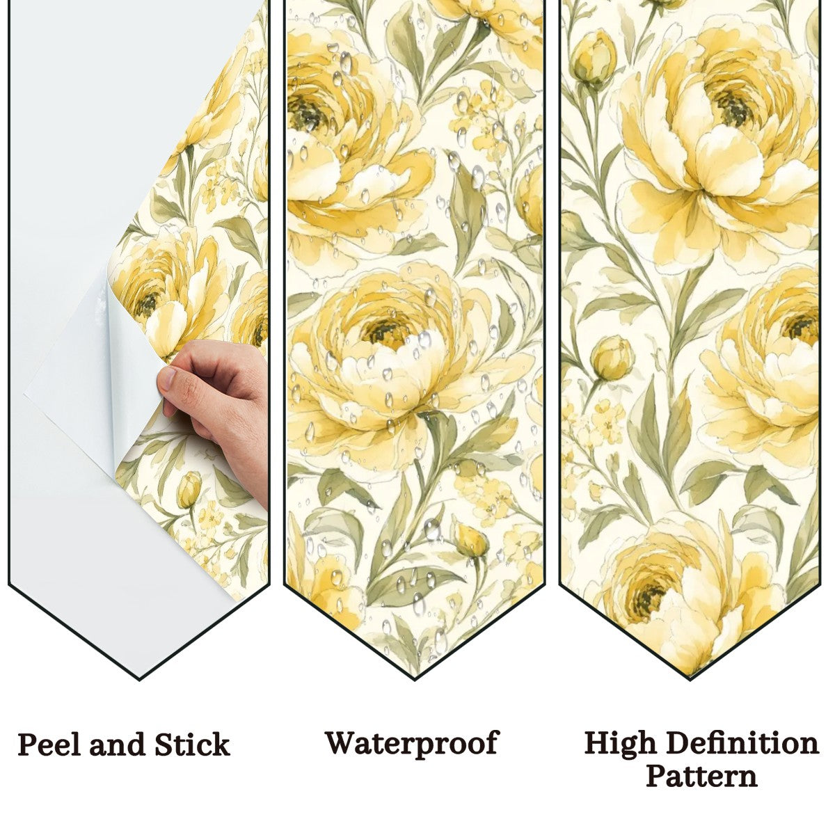 Butter Yellow Peony Garden Peel and Stick Wallpaper