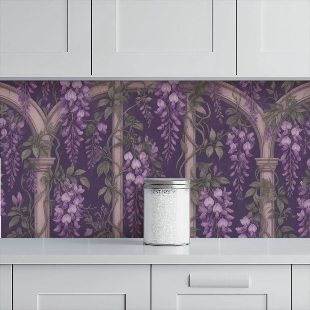 Dark Wisteria Archway Peel and Stick Wallpaper