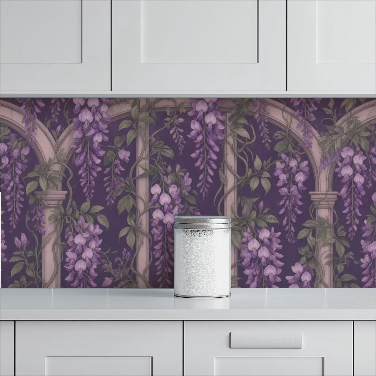 Dark Wisteria Archway Peel and Stick Wallpaper