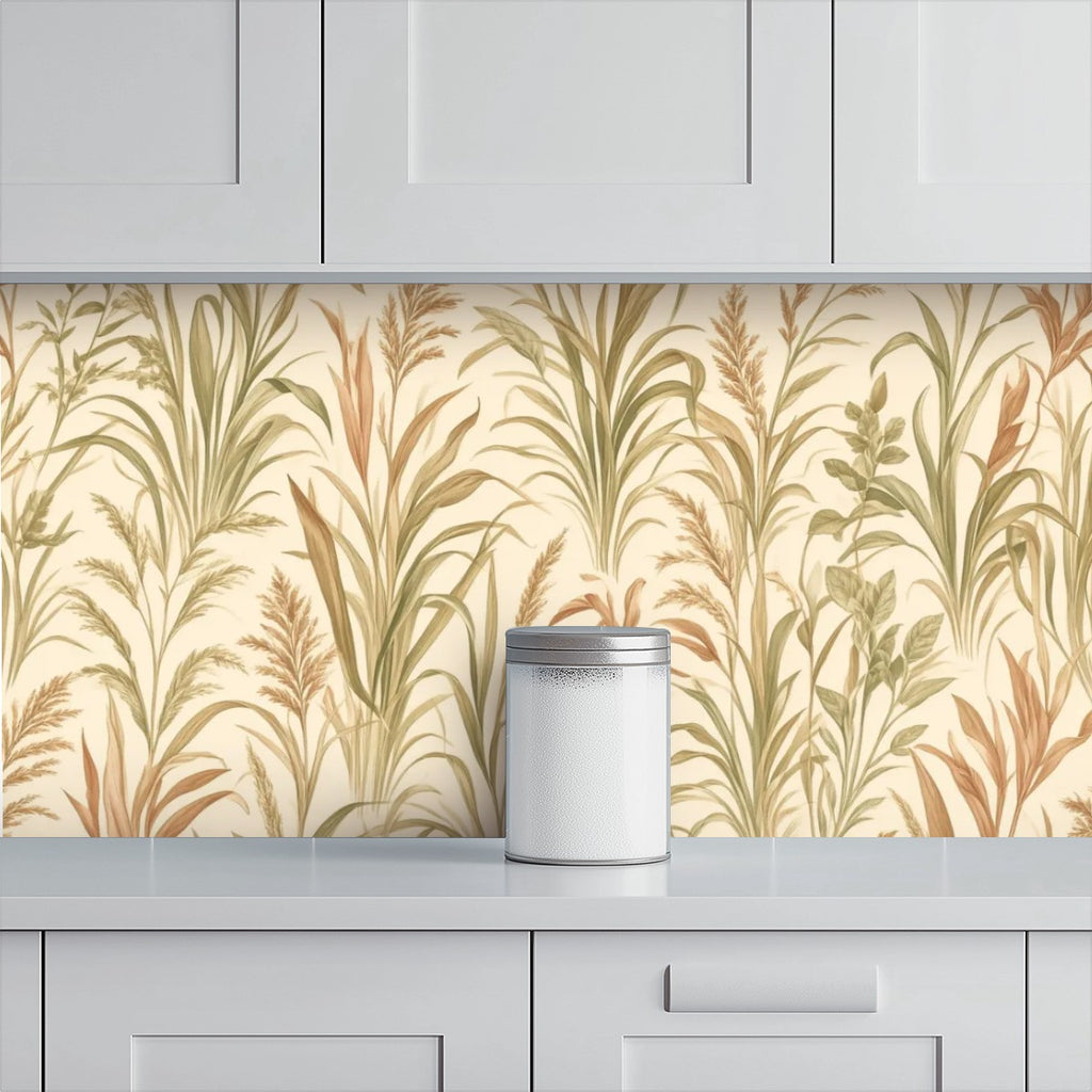 Pampas Grass Botanical Peel and Stick Wallpaper – 60"x50"