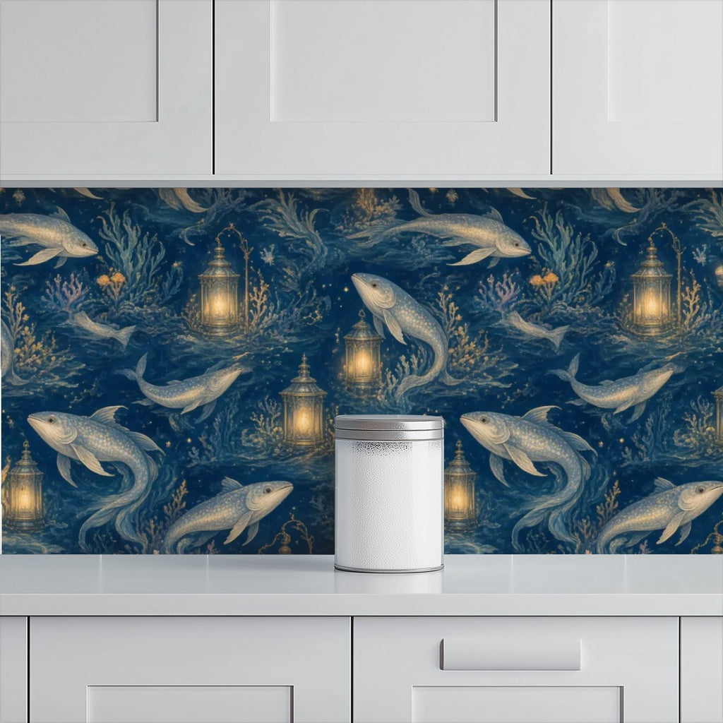 Enchanted Ocean Dolphin Peel and Stick Wallpaper – Kids Room & Navy Nursery