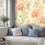 Peach Floral Peel and Stick Wallpaper – Removable & Waterproof
