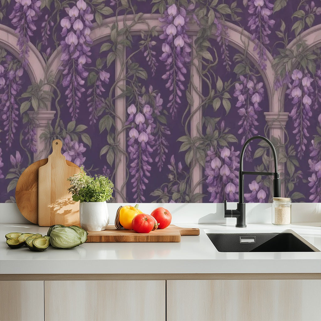 Dark Wisteria Archway Peel and Stick Wallpaper