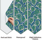 Teal Monstera Peel and Stick Wallpaper