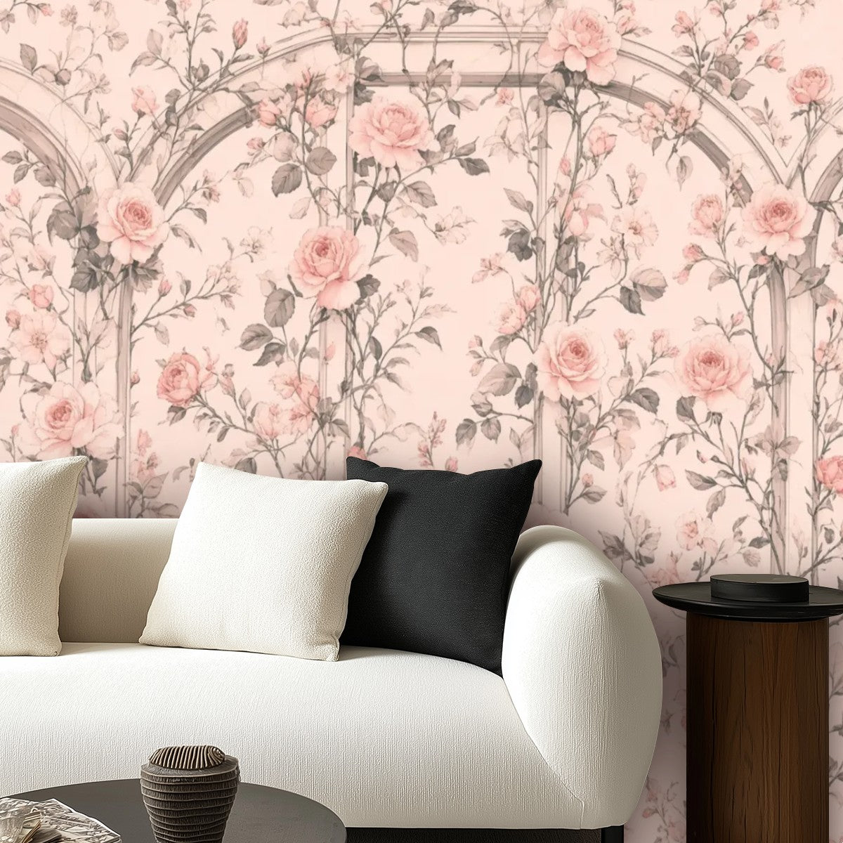Pink Rose Trellis Peel and Stick Wallpaper